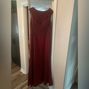 Gorgeous burgundy beaded mother of the bride dress. Size 14.